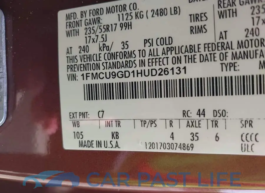 1FMCU9GD1HUD26131# 9