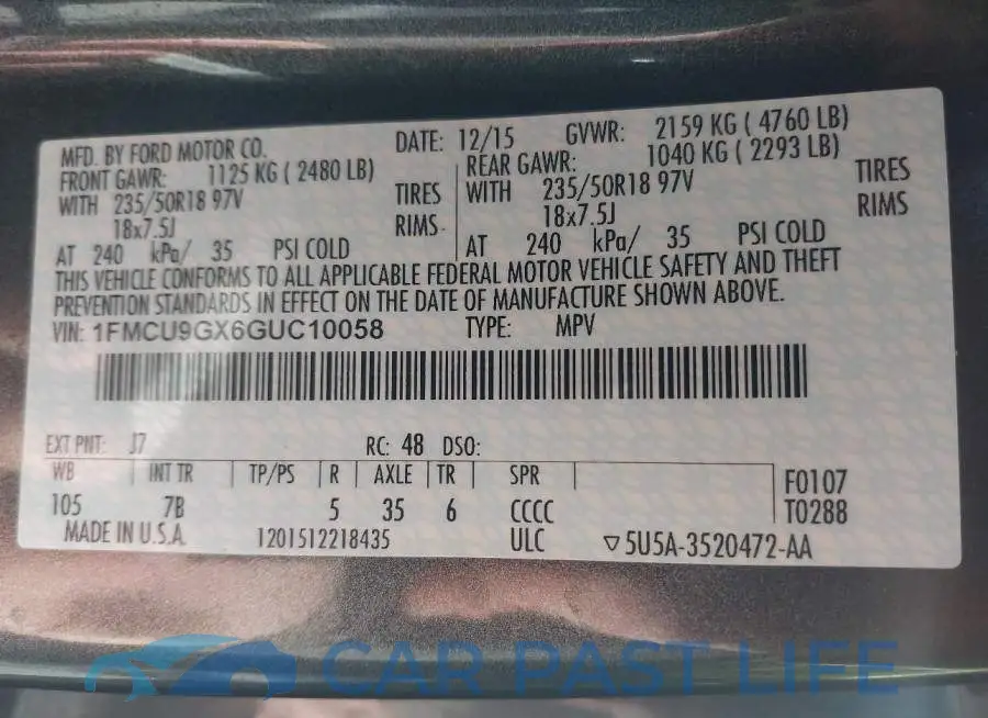 1FMCU9GX6GUC10058# 9