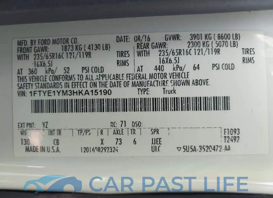 1FTYE1YM3HKA15190# 9