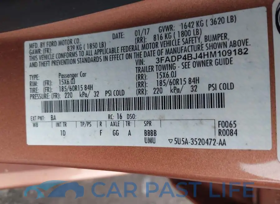 3FADP4BJ4HM109182# 9