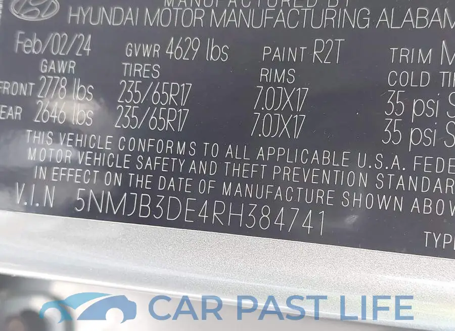 5NMJB3DE4RH384741# 9