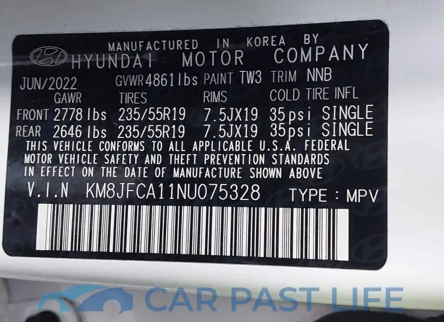 KM8JFCA11NU075328# 9