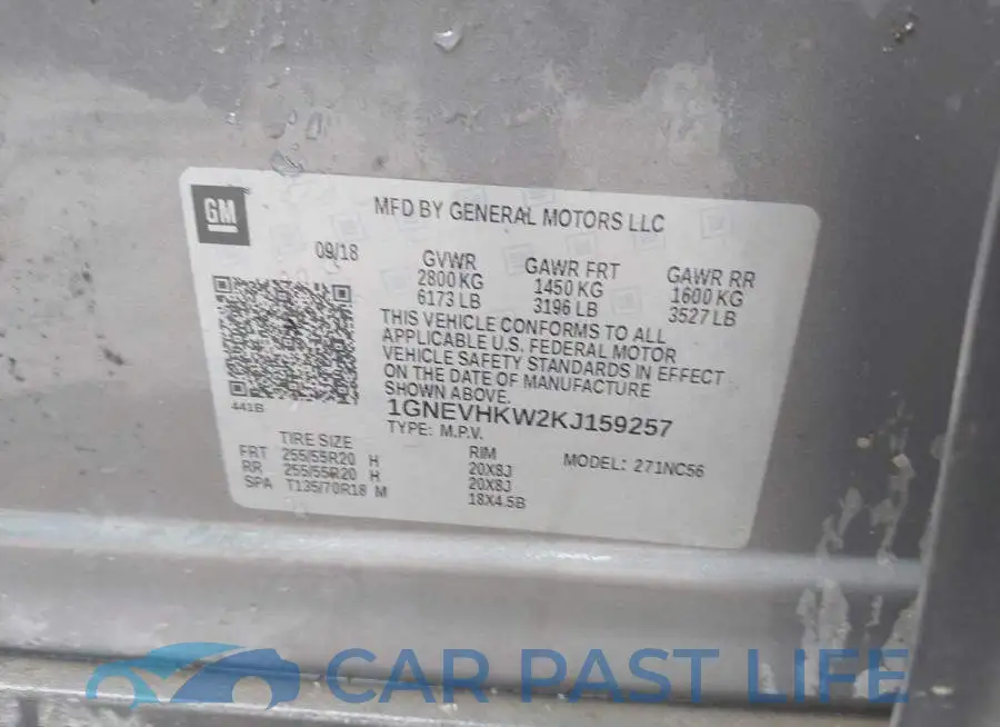 1GNEVHKW2KJ159257# 9