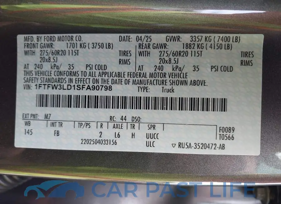 1FTFW3LD1SFA90798# 9