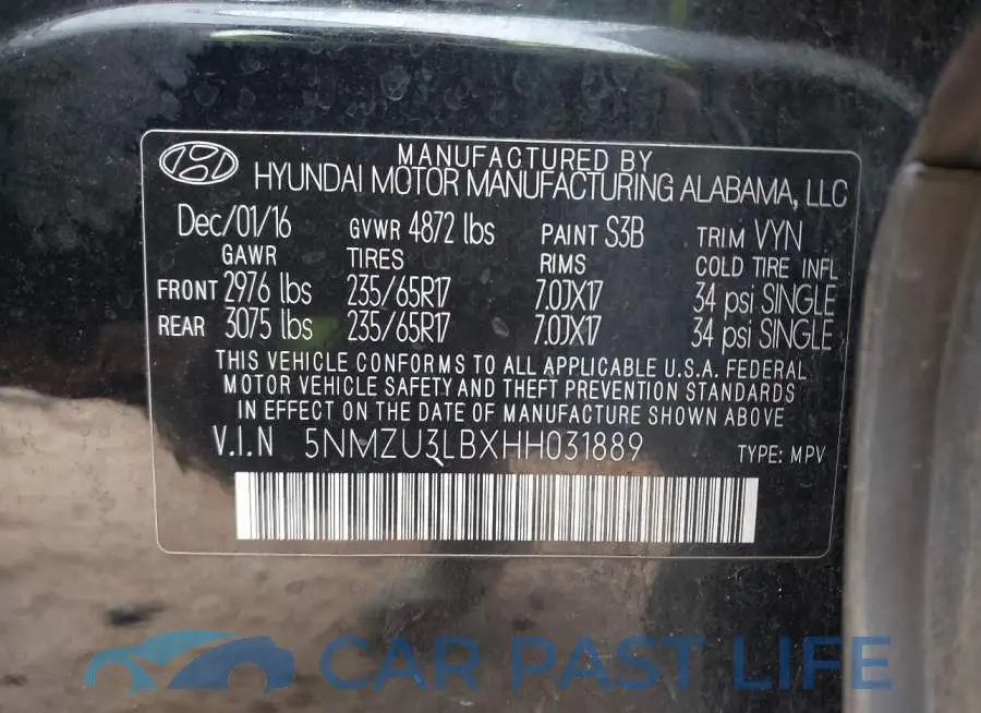 5NMZU3LBXHH031889# 9