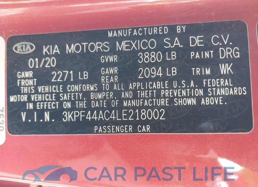 3KPF44AC4LE218002# 9