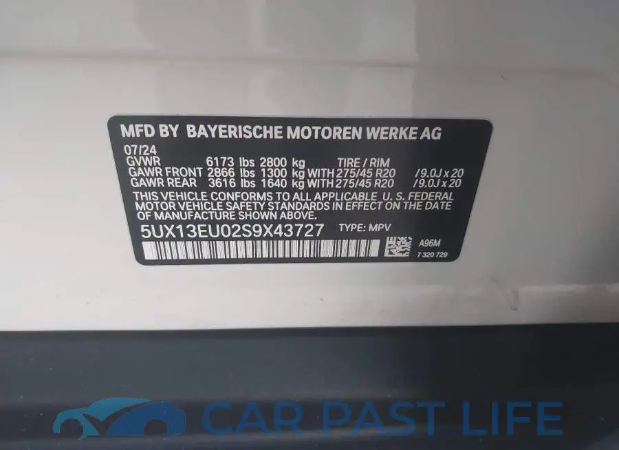 5UX13EU02S9X43727# 9