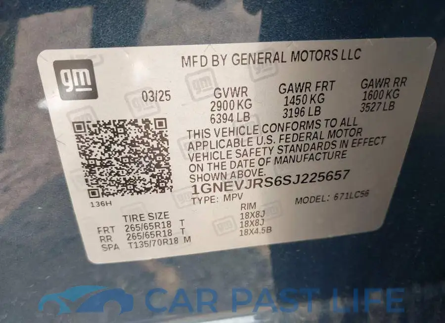 1GNEVJRS6SJ225657# 9