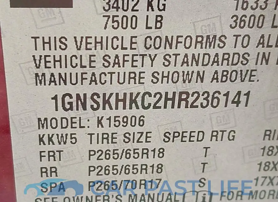 1GNSKHKC2HR236141# 9