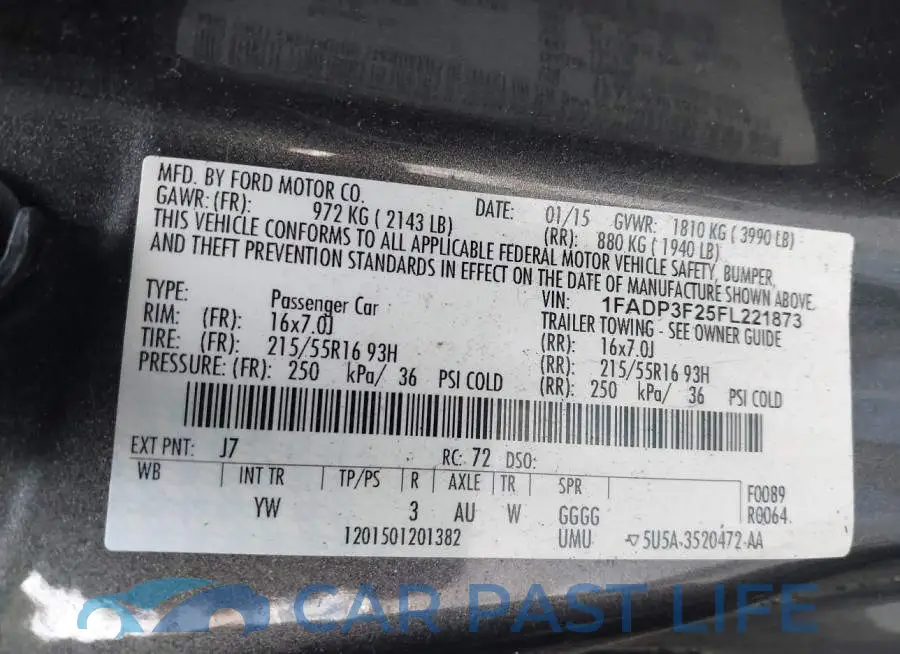 1FADP3F25FL221873# 9