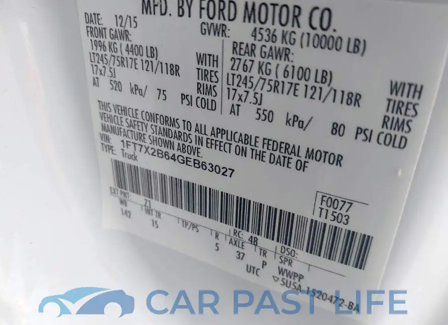 1FT7X2B64GEB63027# 9