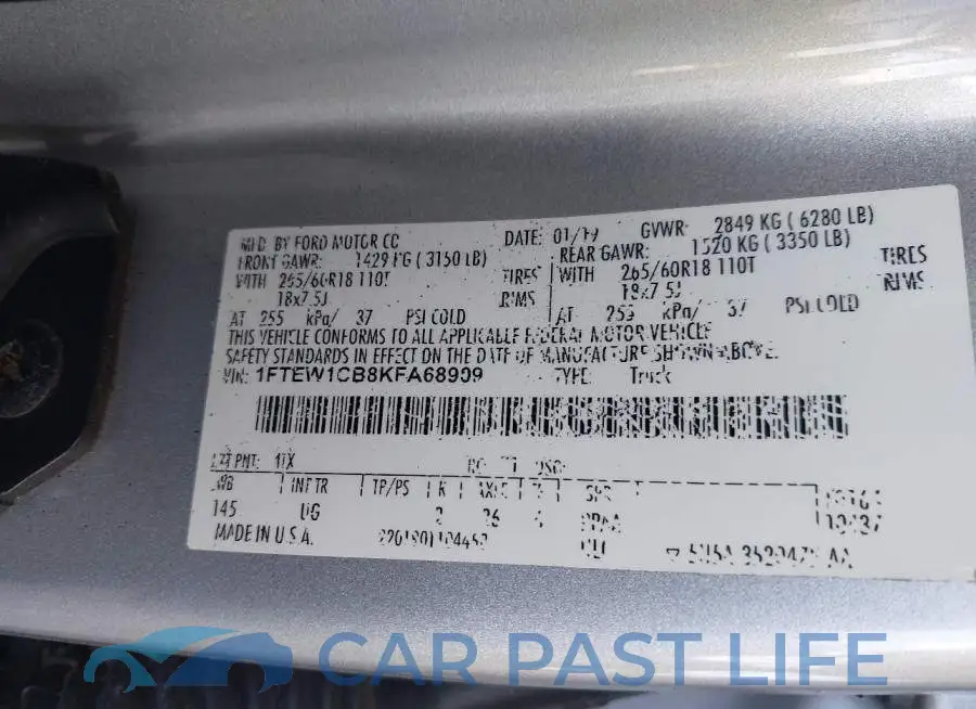 1FTEW1CB8KFA68909# 9