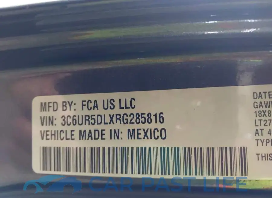 3C6UR5DLXRG285816# 9