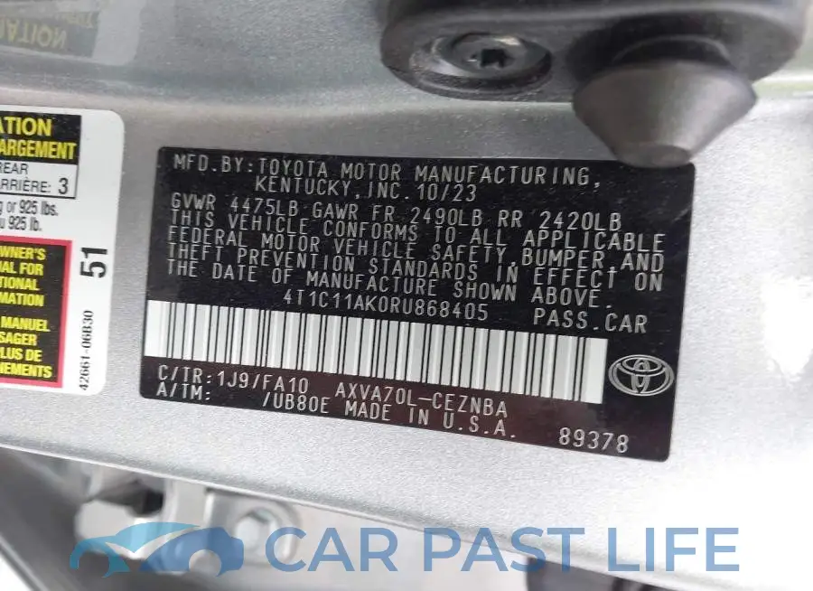 4T1C11AK0RU868405# 9