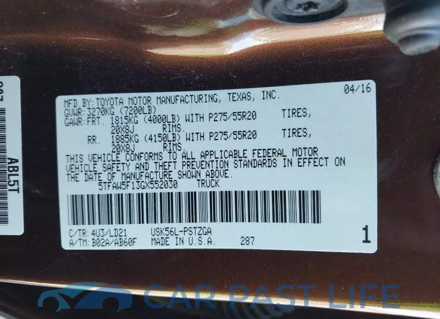 5TFAW5F13GX552030# 9