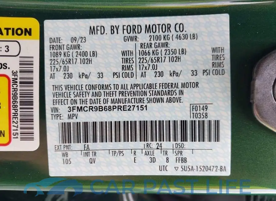3FMCR9B68PRE27151# 9