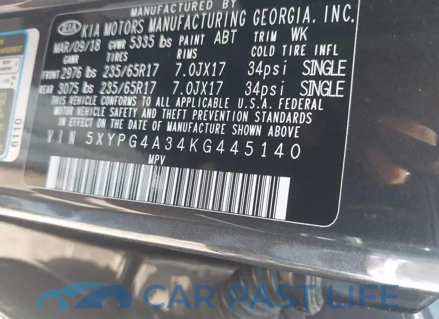 5XYPG4A34KG445140# 9