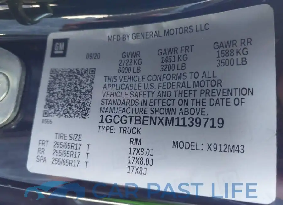 1GCGTBENXM1139719# 9