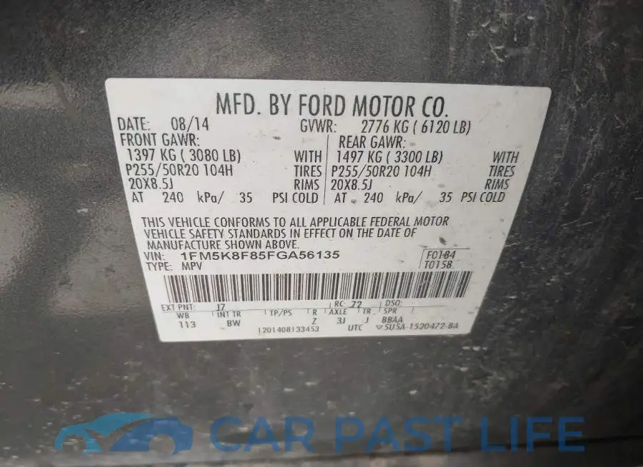 1FM5K8F85FGA56135# 9