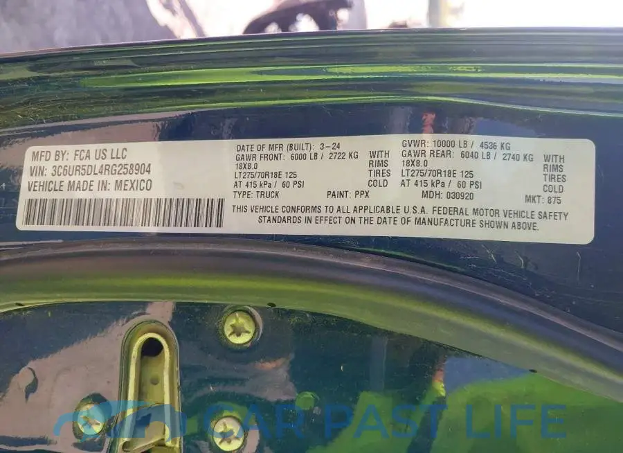 3C6UR5DL4RG258904# 9