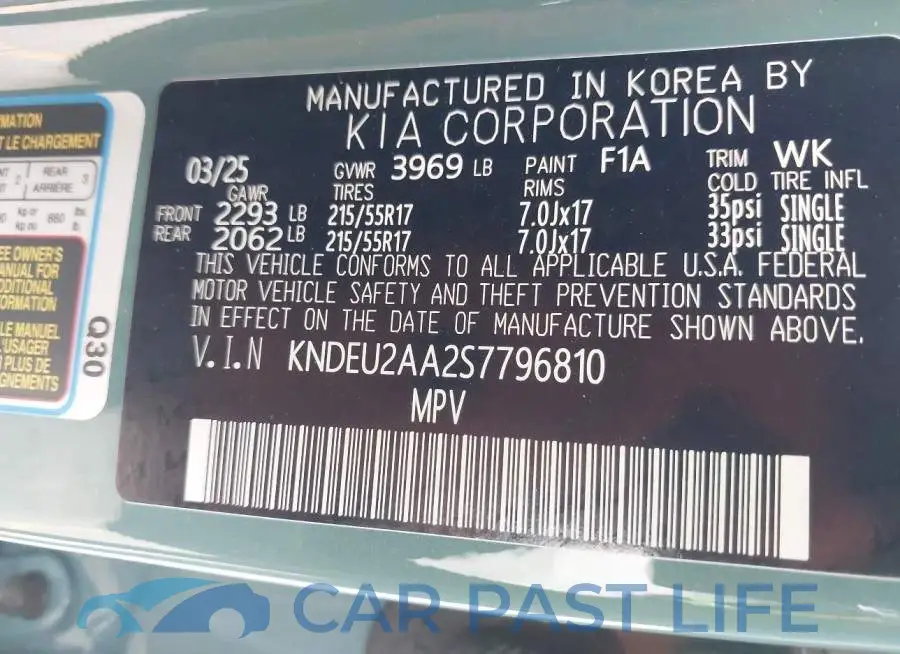 KNDEU2AA2S7796810# 9