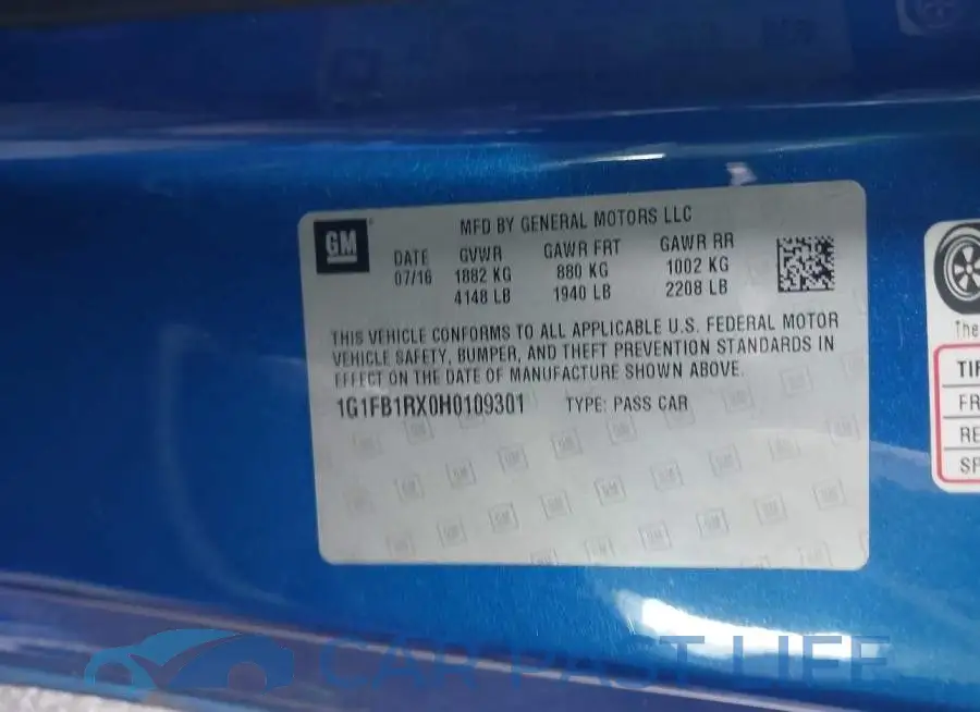 1G1FB1RX0H0109301# 9