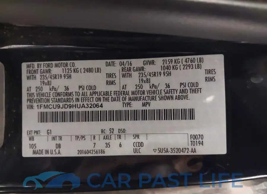 1FMCU9JD9HUA32064# 9