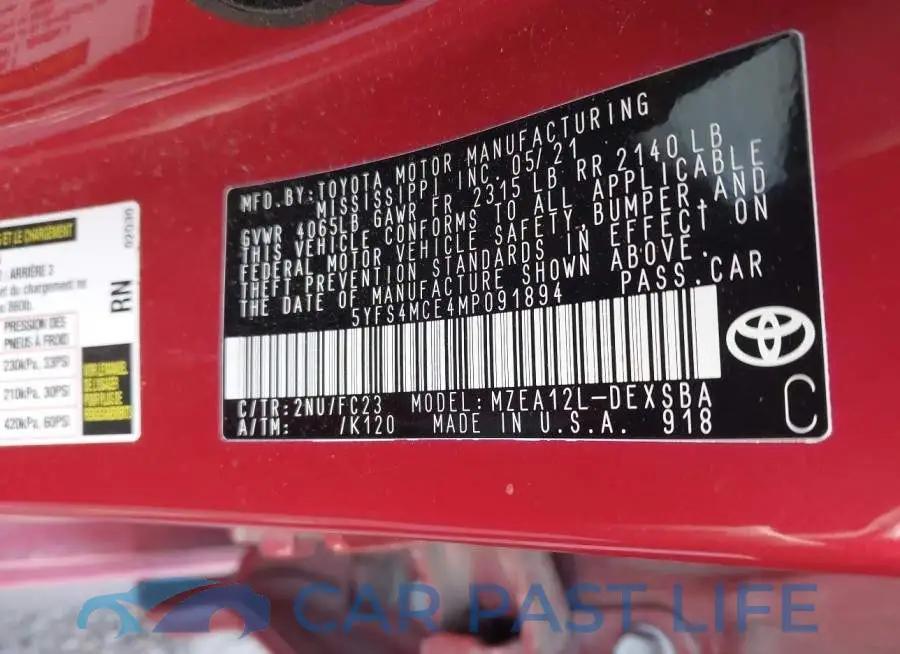 5YFS4MCE4MP091894# 9