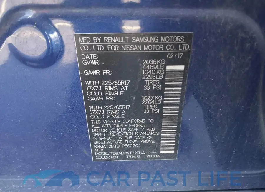 KNMAT2MT9HP562204# 9