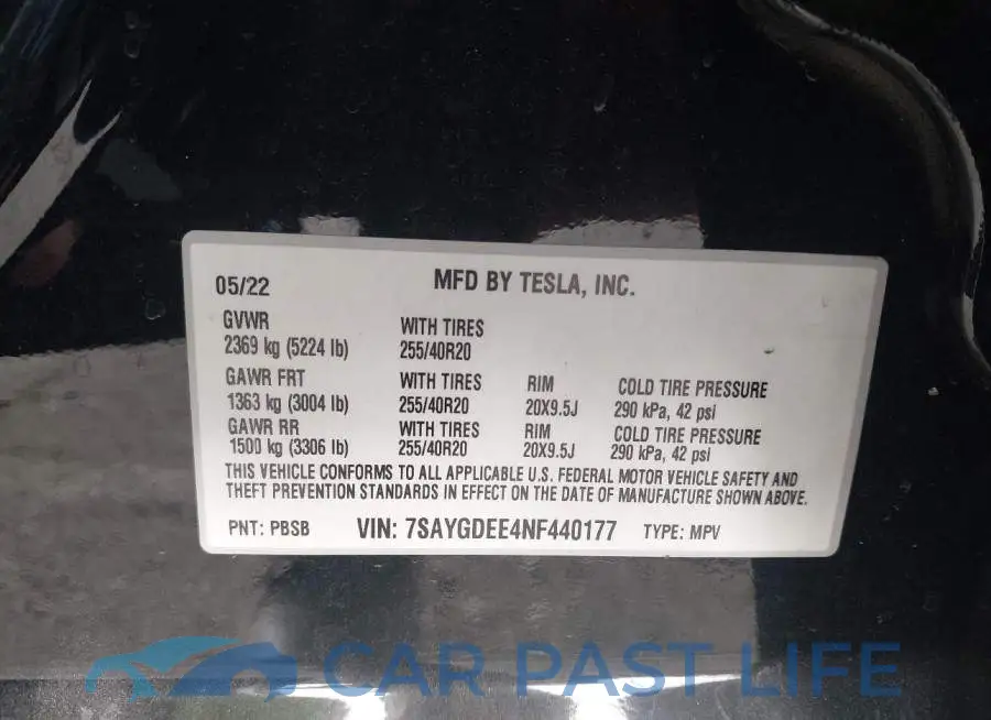 7SAYGDEE4NF440177# 9