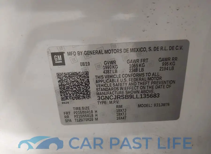 3GNCJRSB9LL135683# 9