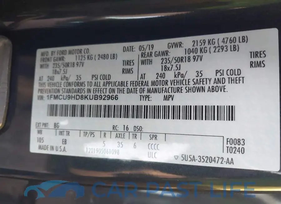 1FMCU9HD8KUB92966# 9