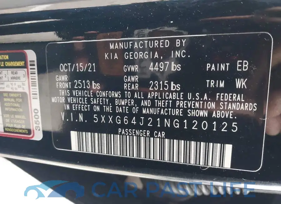 5XXG64J21NG120125# 9