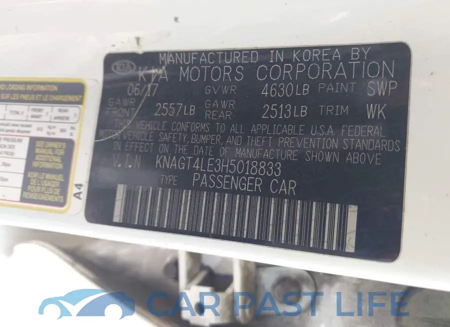 KNAGT4LE3H5018833# 9