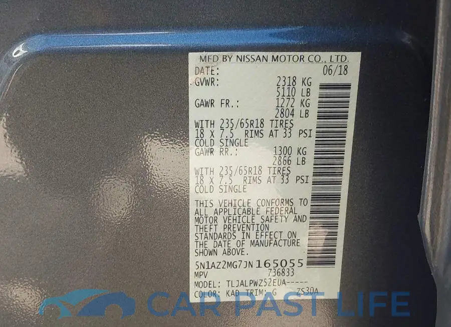 5N1AZ2MG7JN165055# 9