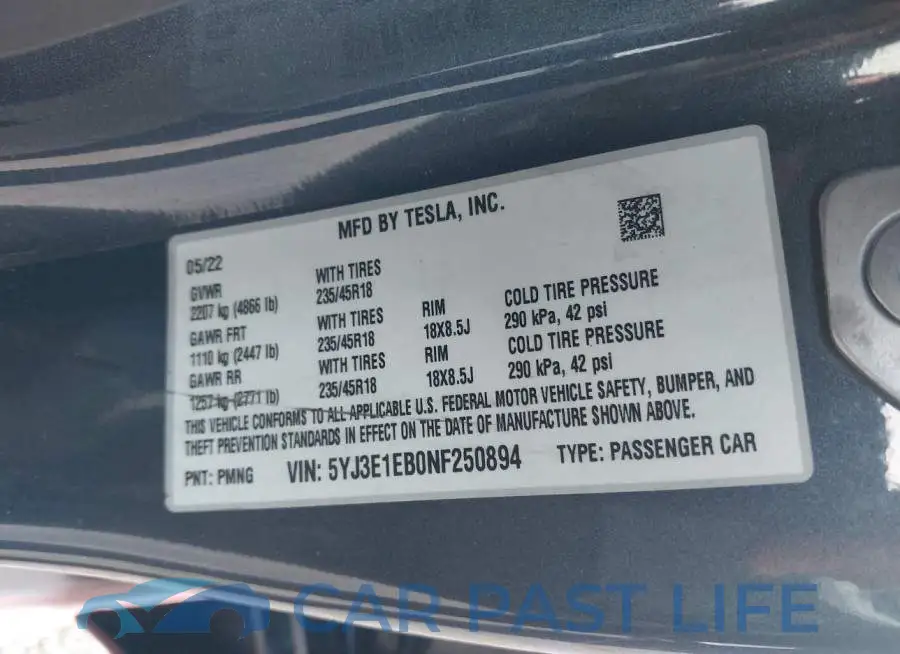 5YJ3E1EB0NF250894# 9