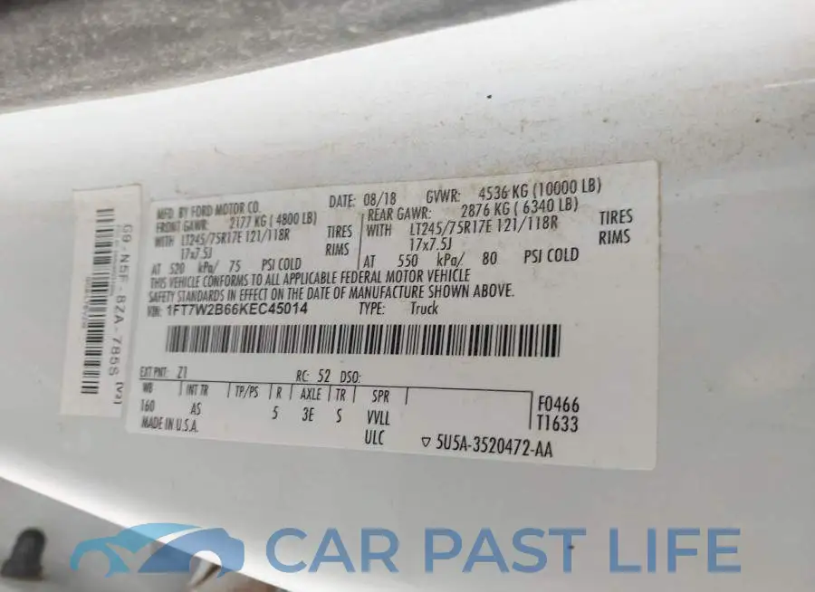 1FT7W2B66KEC45014# 9