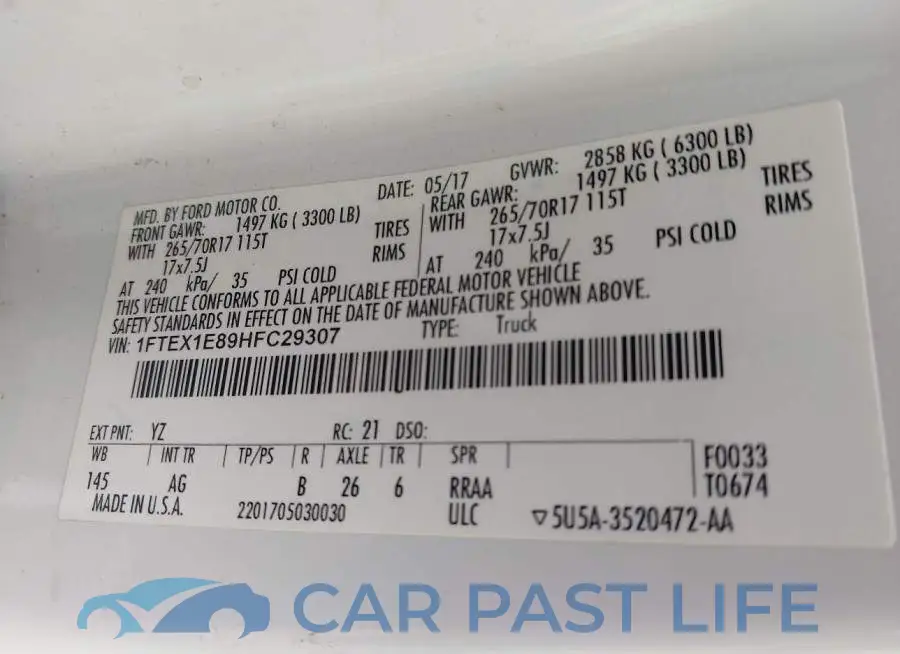 1FTEX1E89HFC29307# 9
