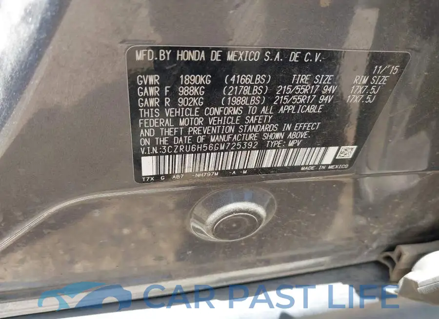 3CZRU6H56GM725392# 9