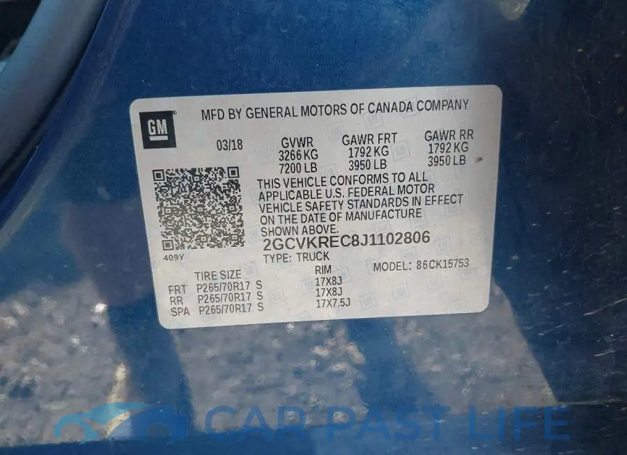 2GCVKREC8J1102806# 9
