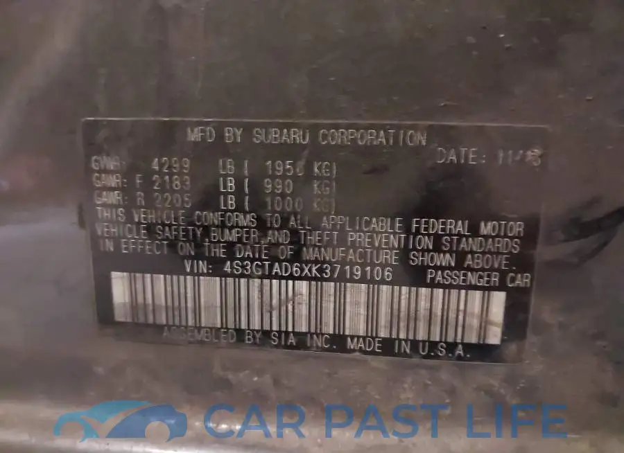4S3GTAD6XK3719106# 9