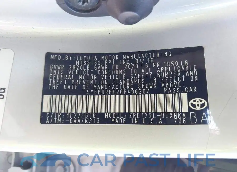 5YFBURHE2GP496307# 9