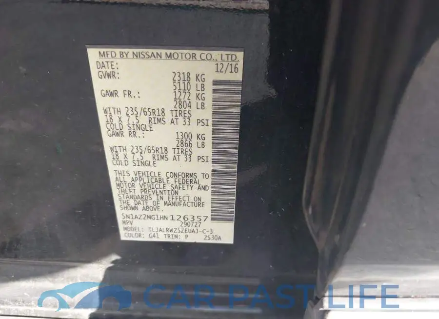 5N1AZ2MG1HN126357# 9