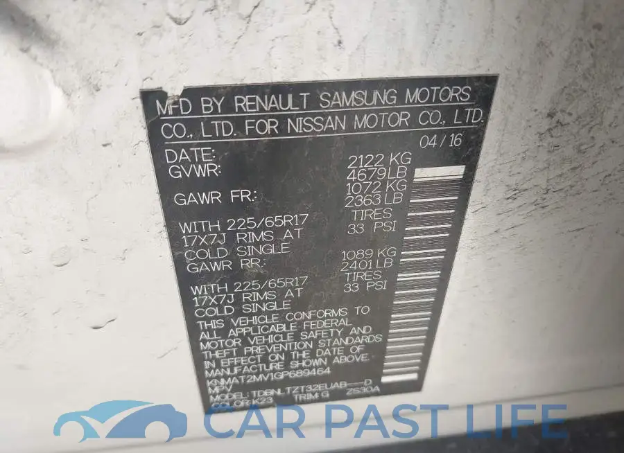 KNMAT2MV1GP689464# 9