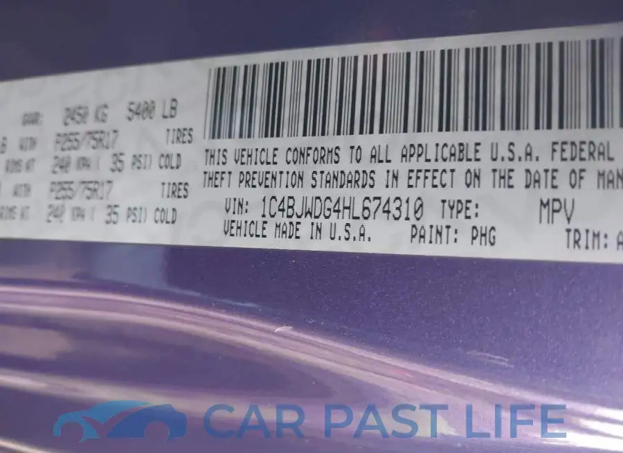 1C4BJWDG4HL674310# 9