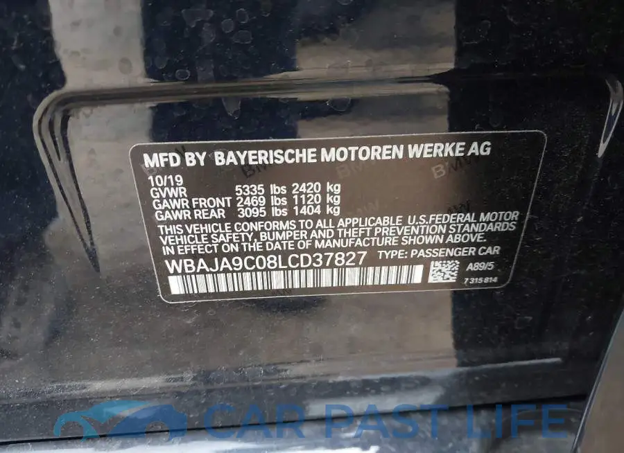 WBAJA9C08LCD37827# 9
