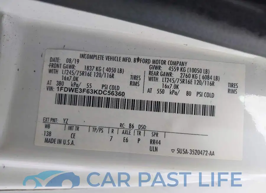 1FDWE3F63KDC56360# 9