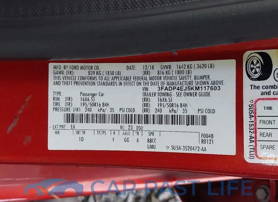 3FADP4EJ5KM117603# 9
