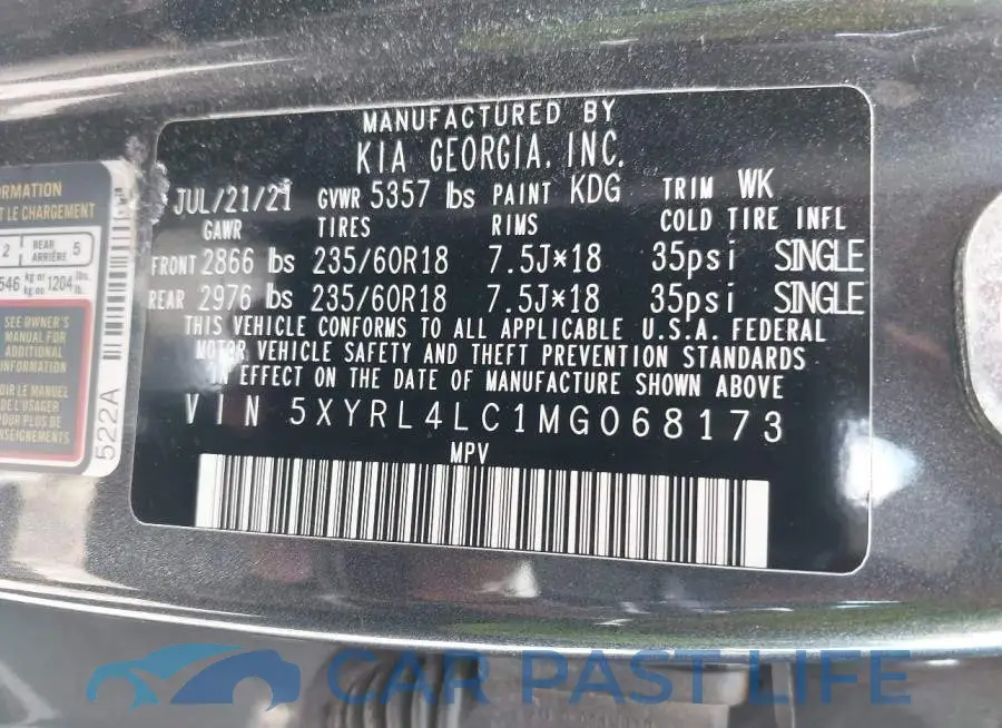5XYRL4LC1MG068173# 9