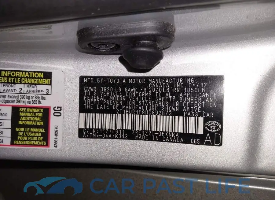 2T1BURHE8HC892873# 9